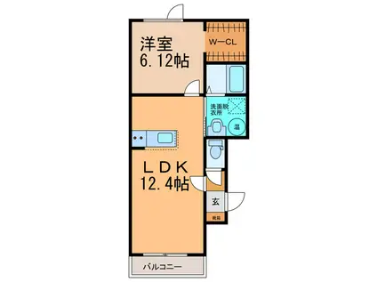 プラシードIV(1LDK/1階)の間取り写真