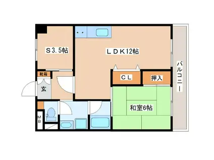 ダイアパレス八幡(1SLDK/2階)の間取り写真