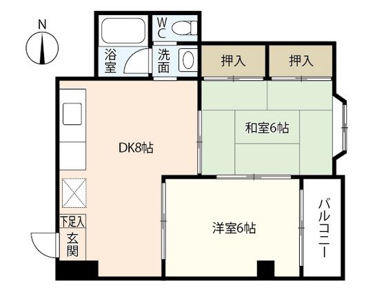 クオレ舟入(2DK/3階)の間取り写真