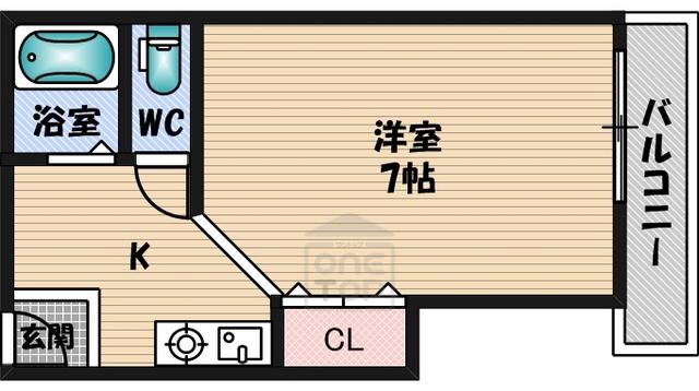 サンメゾンⅦ(1K/3階)の間取り写真