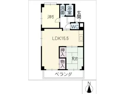ハイツキマタ(2LDK/4階)の間取り写真