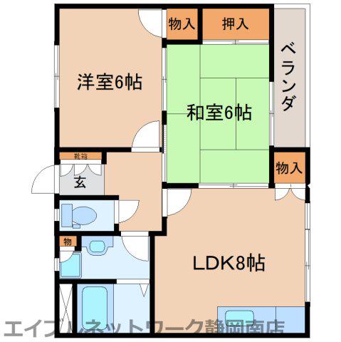 サウスガーデン(2LDK/3階)の間取り写真
