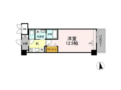 ヘイワレジデンス高崎(1K/3階)の間取り写真