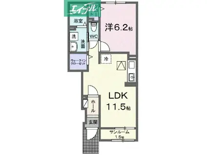 リバーサイドパレス M(1LDK/1階)の間取り写真