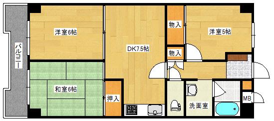 東邦マンション(3DK/3階)の間取り写真