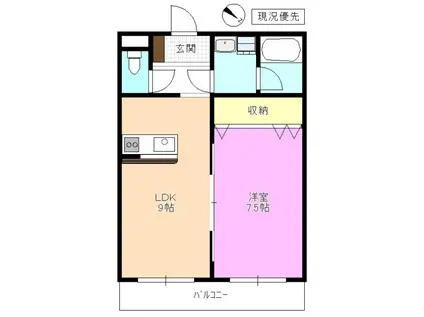 ハイツウエスト(1LDK/2階)の間取り写真