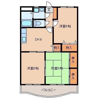 ケイアイビル(3DK/1階)の間取り写真