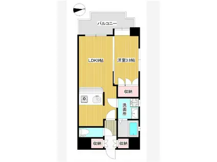 みついビル(1LDK/3階)の間取り写真