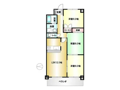 ケルン白壁(3LDK/1階)の間取り写真