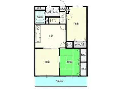 エスポワールII田井(3DK/2階)の間取り写真