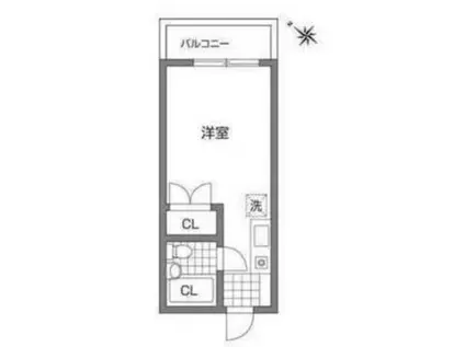 クレセントハイム(ワンルーム/2階)の間取り写真
