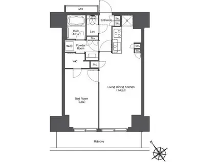 東京ポートシティ竹芝 レジデンスタワー(1LDK/15階)の間取り写真