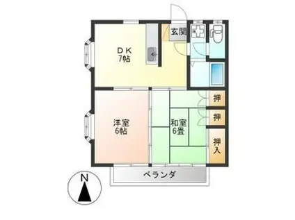 メゾンリーベC(2DK/2階)の間取り写真
