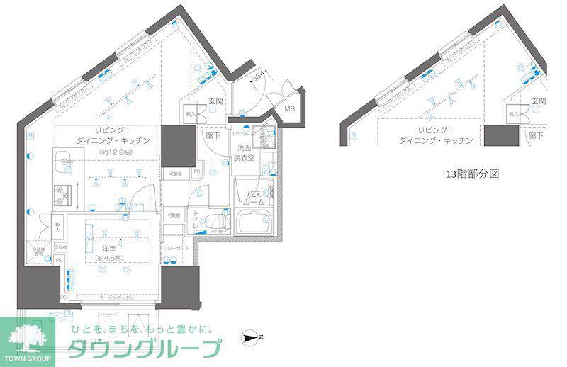 ZOOM信濃町(1LDK/12階)の間取り写真