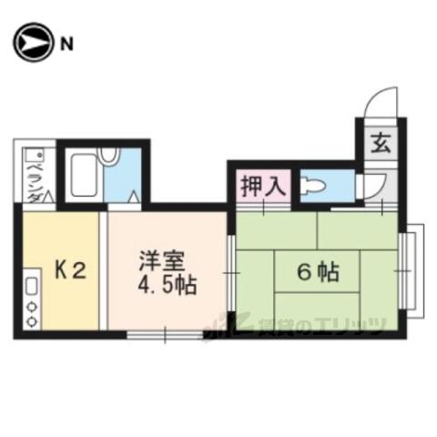新二条マンション(2K/2階)の間取り写真