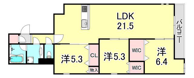 エステート南塚口(3LDK/3階)の間取り写真