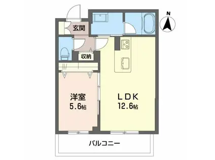 アヴェニール雄飛ヶ丘(1LDK/3階)の間取り写真