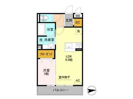ヴィクトワール(1LDK/1階)の間取り写真