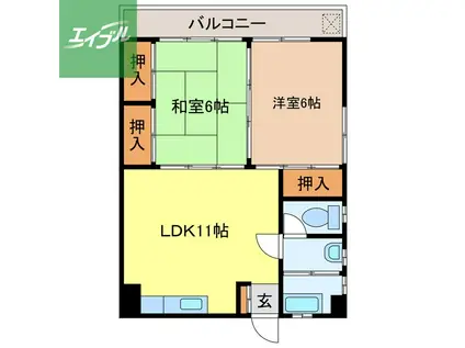野口ビル(2LDK/5階)の間取り写真