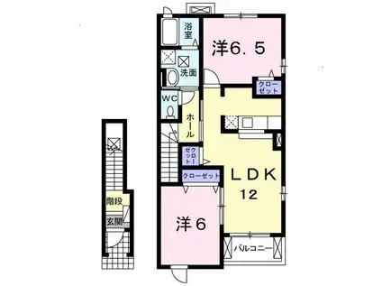 アプローズヒルII(2LDK/2階)の間取り写真