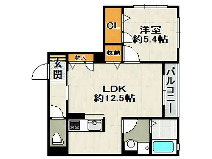 スリジェオプランタン(1LDK/2階)の間取り写真