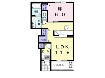 アメニティー鶴崎(1LDK/1階)の間取り写真