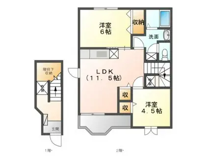 カーサメーラB(2LDK/2階)の間取り写真
