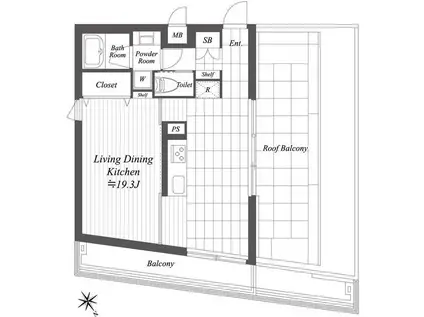 グランデュオ若林V(1LDK/4階)の間取り写真