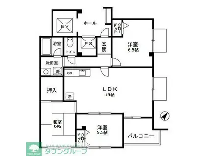 ベルメゾン(3LDK/7階)の間取り写真