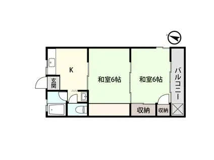 ラ・ネージュ富山II(2K/2階)の間取り写真