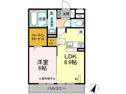 サンディアル原田(1LDK/1階)の間取り写真