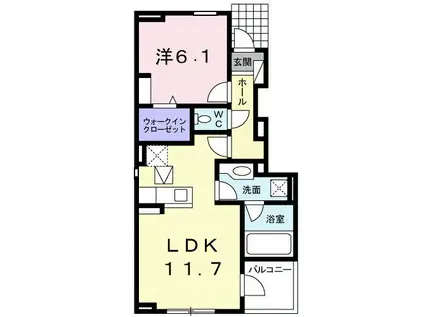 コートヤードVI(1LDK/1階)の間取り写真