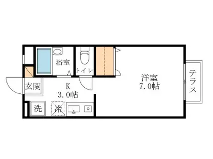 メゾンパティオB(ワンルーム/2階)の間取り写真
