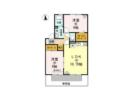 バームクーヘンC棟(2LDK/1階)の間取り写真