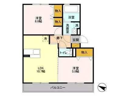 ボヌールおおたかの森I(2LDK/3階)の間取り写真