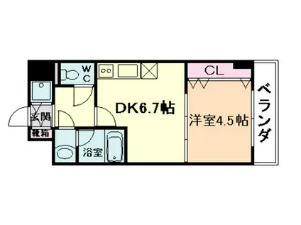 ONE ROOF FLAT FUKUSHIMA(1DK/10階)の間取り写真