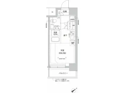 RELUXIA横濱反町(ワンルーム/10階)の間取り写真