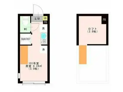 OTAS 代田橋(ワンルーム/1階)の間取り写真