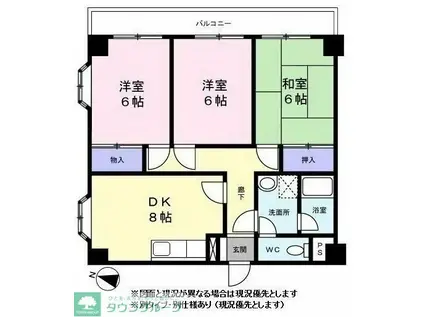 グランデール緑園(3DK/2階)の間取り写真