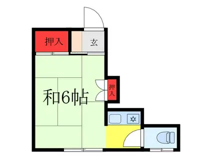 常盤荘(ワンルーム/2階)の間取り写真