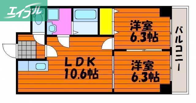 サニーヒルズ大福(2LDK/4階)の間取り写真