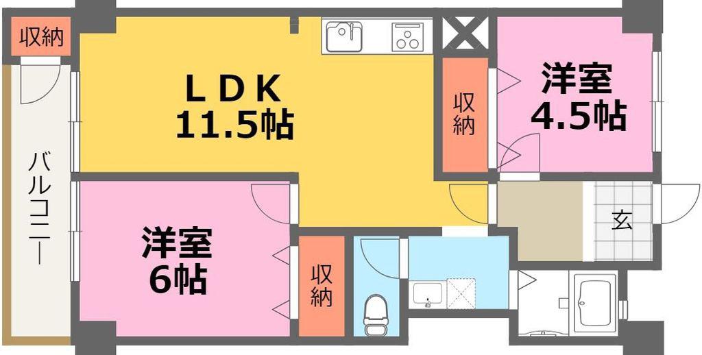 第五共立ビル(2LDK/7階)の間取り写真