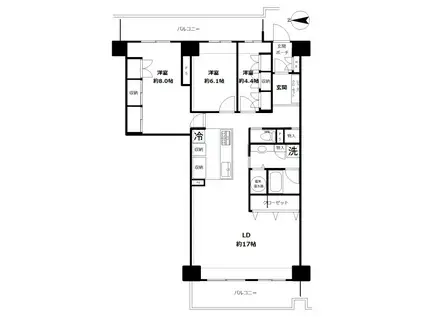 プラザ元加賀EF棟(3LDK/15階)の間取り写真