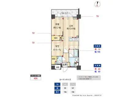 バウスステージ大濠(2LDK/2階)の間取り写真