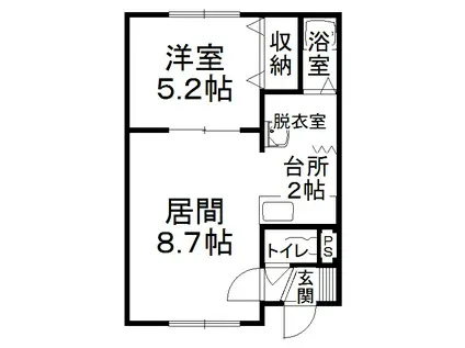 メゾンダイトIII(1DK/2階)の間取り写真