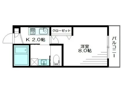 プライム・コート(1K/2階)の間取り写真
