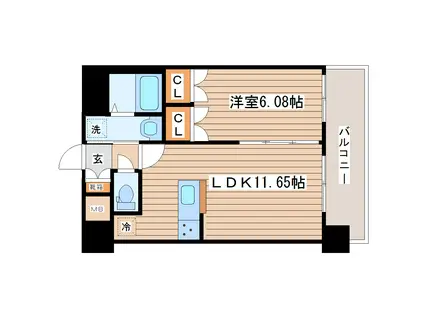 アルティザ仙台花京院(1LDK/12階)の間取り写真