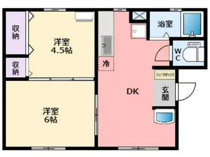 ライオンハイツ(2DK/2階)の間取り写真