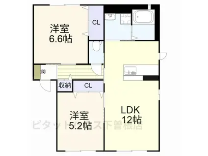 シャーメゾン・ヴァン(2LDK/2階)の間取り写真