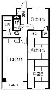 カムイ24A(3LDK/3階)の間取り写真